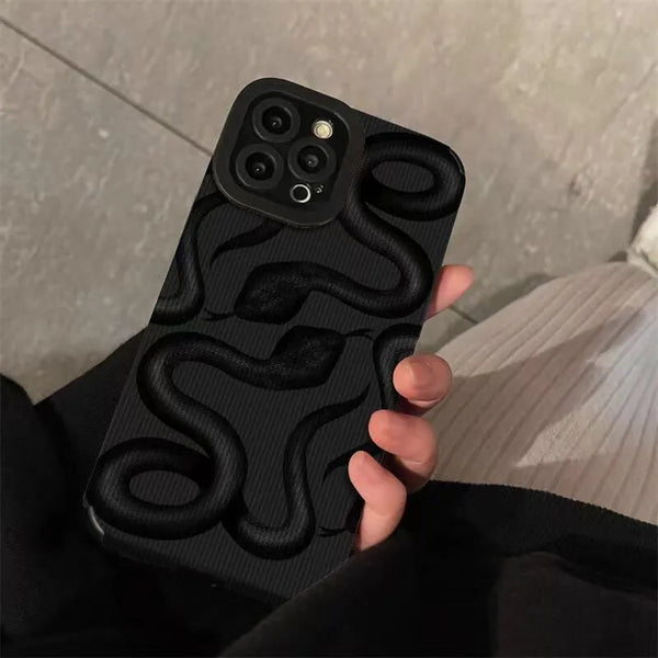 Capinha de Silicone Macia à Prova de Choque para iPhone, Padrão Doodle, Engraçado Snake Case, Bonito