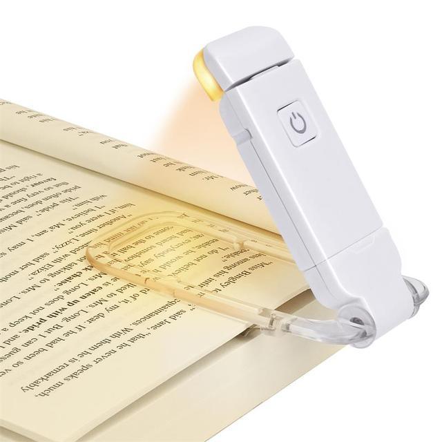 LED USB recarregável luz de leitura de livro brilho ajustável proteção ocular clipe de luz de livro marcador portátil luz de leitura - Mágico Ofertas