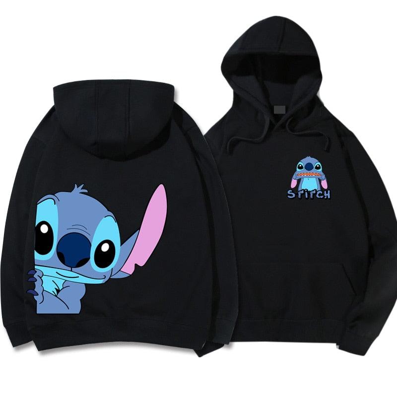 Moletom com capuz Disney Fashion Stitch Angel Monster Letter Cartoon Moletom Pulôver Bonito Harajuku Moletom Feminino Bolso Top - Mágico Ofertas