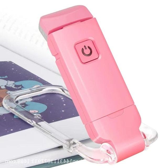 LED USB recarregável luz de leitura de livro brilho ajustável proteção ocular clipe de luz de livro marcador portátil luz de leitura - Mágico Ofertas